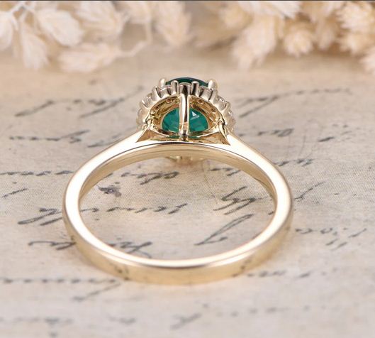 1.20 Ct Round Cut Green Emerald 925 Sterling Silver Halo Anniversary Gift Ring