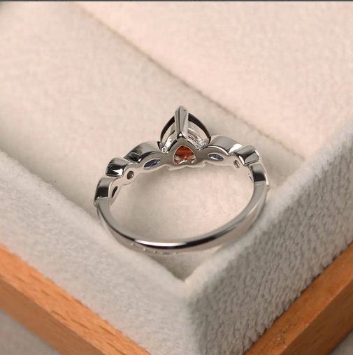 2.25 Ct Heart Cut Red Garnet Solitaire W/Accents Proposal Ring 925 Sterling Silver