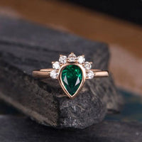1.50 Ct Pear Cut Green Emerald 925 Sterling Silver Half Halo Engagement Ring
