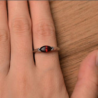 1.00 Ct Marquise Cut Red Garnet Solitaire Ring In 925 Sterling Silver