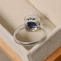 2.00 Ct Cushion Cut Blue Sapphire 925 Sterling Silver Halo Engagement Ring