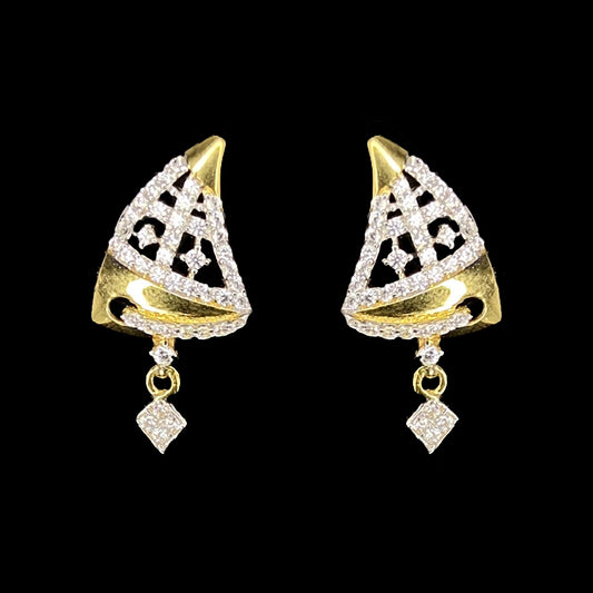 Stylish Geometric 18K Yellow Gold Drop Earrings