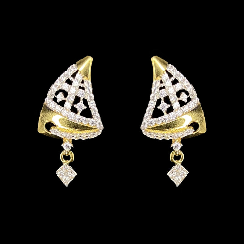 Stylish Geometric 18K Yellow Gold Drop Earrings