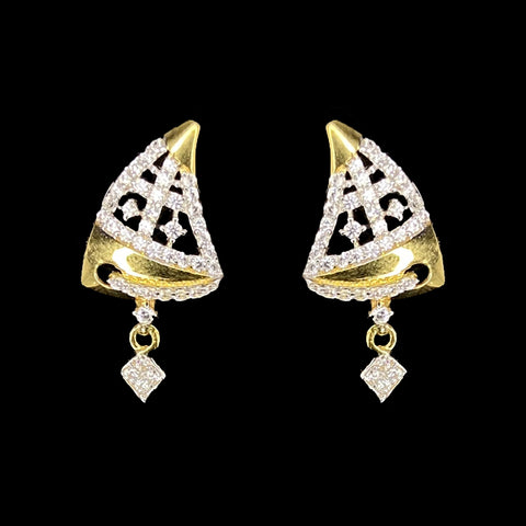Stylish Geometric 18K Yellow Gold Drop Earrings