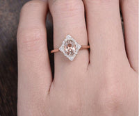 2.25 Ct Oval Cut Pink Morganite 925 Sterling Silver Halo Vintage Style Engagement Ring
