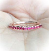 1.20 CT Round Cut Ruby Diamond Rose Gold Over On 925 Sterling Silver Full Eternity Band Ring