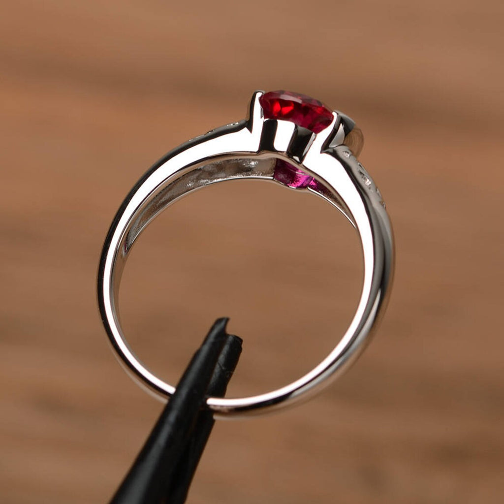 1.20 Ct Oval Cut Ruby 925 Sterling Silver Bezel Set Unique Anniversary Gift Ring