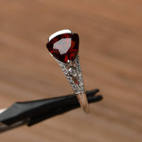 1.50 Ct Trillion Cut Red Garnet 925 Sterling Silver Solitaire W/Accents Ring