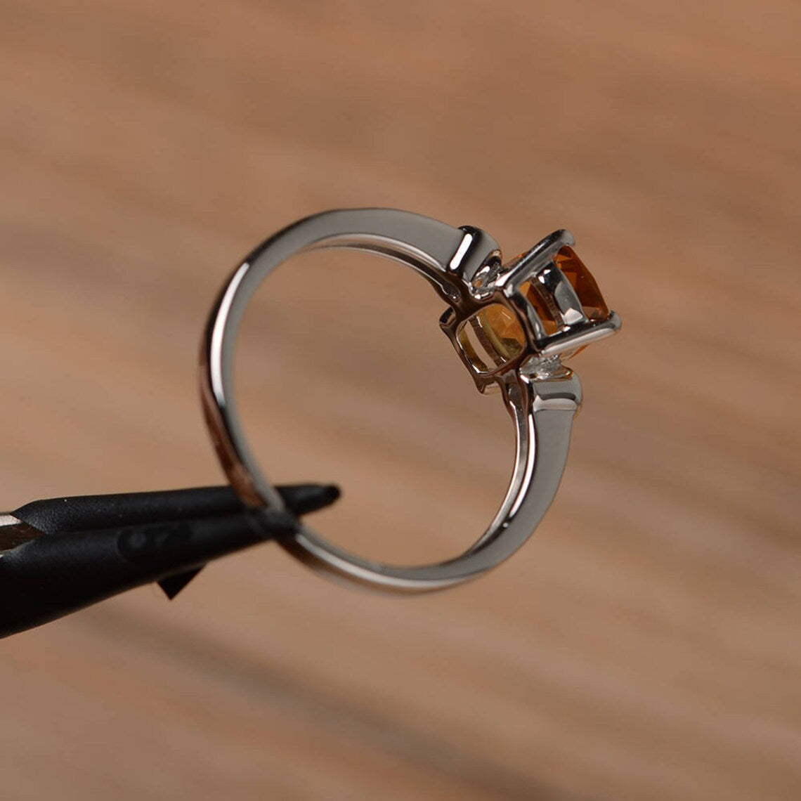 2.25 Ct Cushion Cut Yellow Citrine 925 Sterling Silver Solitaire W/Accents Anniversary Ring - atjewels.in