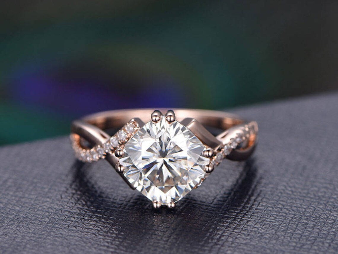 1 CT Cushion Cut Rose Gold Over On 925 Sterling Silver Infinity Engagement Ring