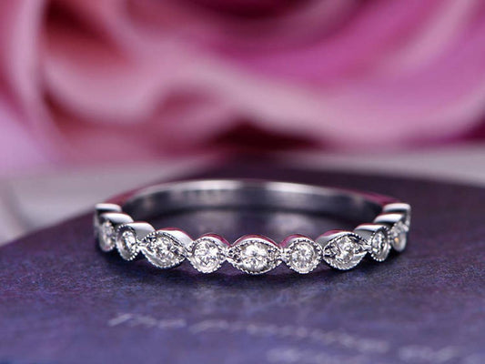 0.25 Ct Round Cut Diamond Half Eternity Engagement Band Ring In 925 Sterling Silver