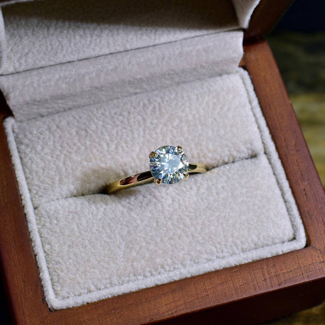 1.00 CT 925 Sterling Silver Round Cut While Diamond Engagement Solitaire Ring