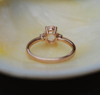 1 CT Oval Cut Peach Sapphire Rose Gold Over On 925 Sterling Silver Solitaire W/Accents Ring
