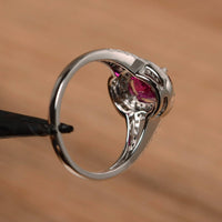 2.75 Ct Oval Cut Ruby & Round CZ 925 Sterling Silver Double Halo Engagement Ring