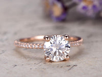 1 CT Round Cut Diamond Rose Gold Over On 925 Sterling Silver Halo Promise Ring
