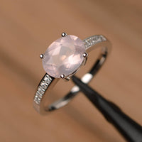 2.00 Ct Oval Cut Rose Quartz 925 Sterling Silver Solitaire W/Accents Engagement Ring