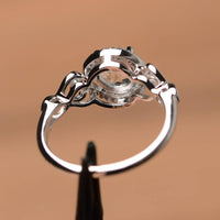 1.25 Ct Round Cut Aquamarine 925 Sterling Silver Halo Floral Anniversary Gift Ring