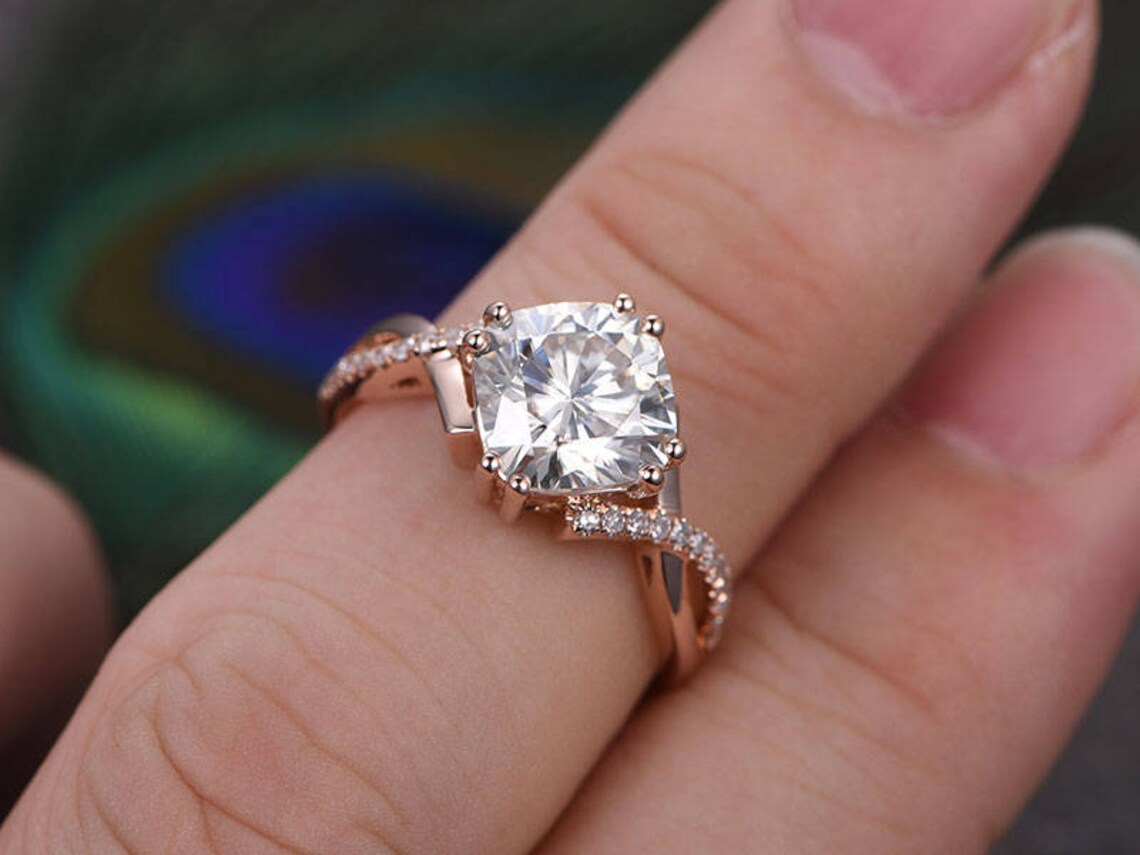 1 CT Cushion Cut Rose Gold Over On 925 Sterling Silver Infinity Engagement Ring