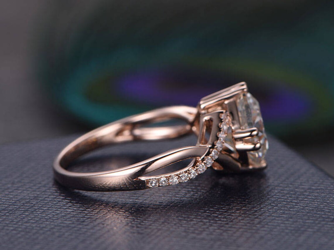 1 CT Cushion Cut Rose Gold Over On 925 Sterling Silver Infinity Engagement Ring