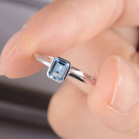 1.50 Ct Emerald Cut Aquamarine Solitaire March Birthstone Ring In 925 sterling Silver