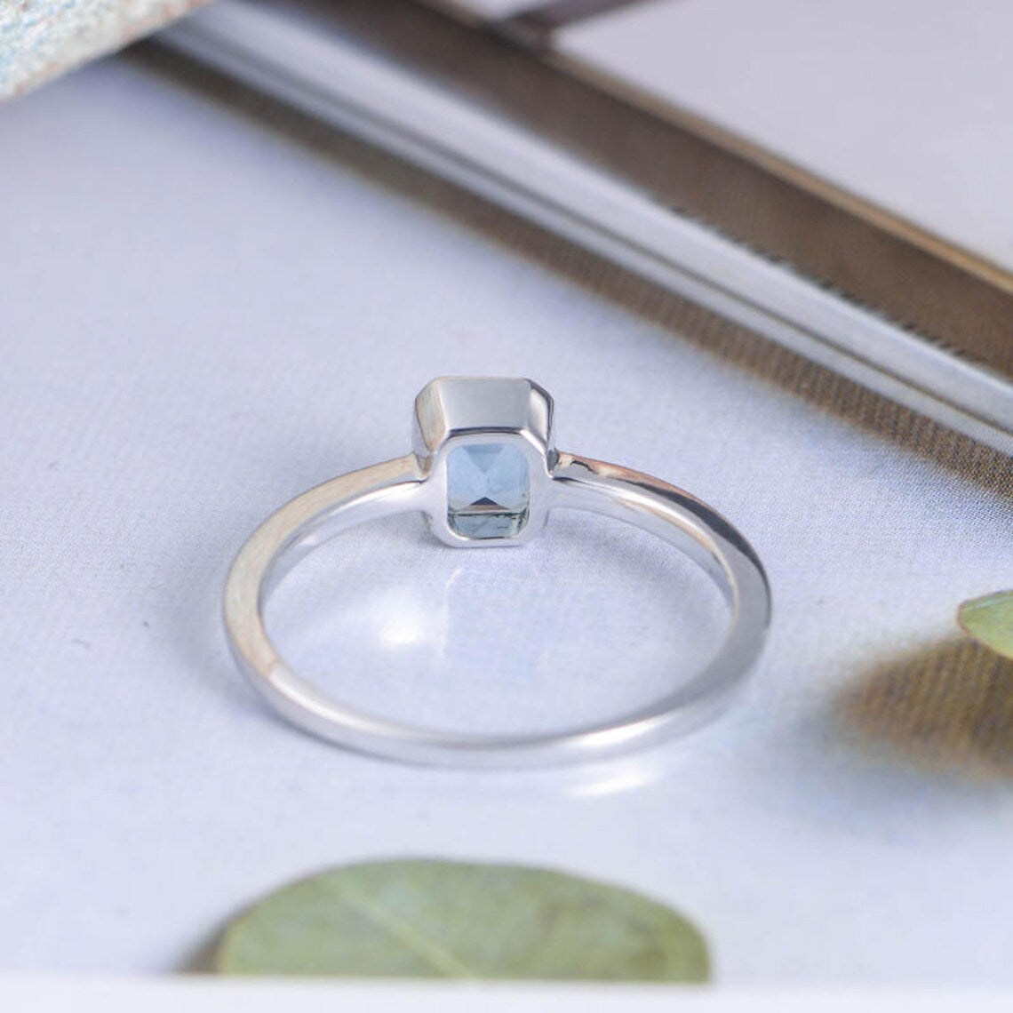 1.50 Ct Emerald Cut Aquamarine Solitaire March Birthstone Ring In 925 sterling Silver - atjewels.in