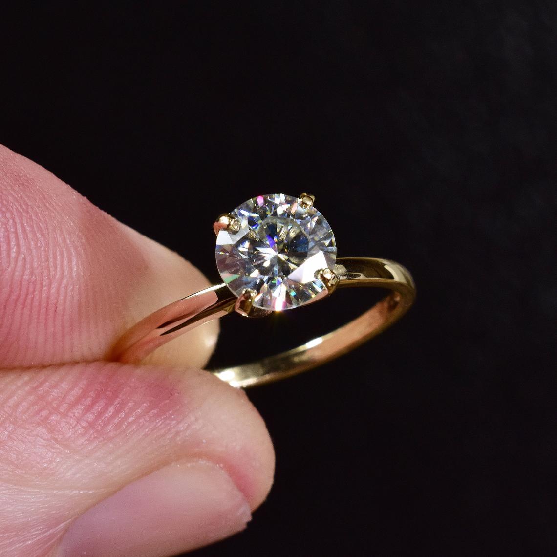 1.00 CT 925 Sterling Silver Round Cut While Diamond Engagement Solitaire Ring