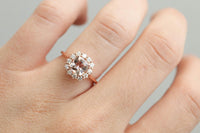 2 CT Cushion Cut Morganite Diamond 925 Sterling Silver Women's Halo Engagement Ring
