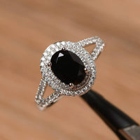 2.75 Ct Oval Cut Black Diamond 925 Sterling Silver Double Halo Anniversary Gift Ring