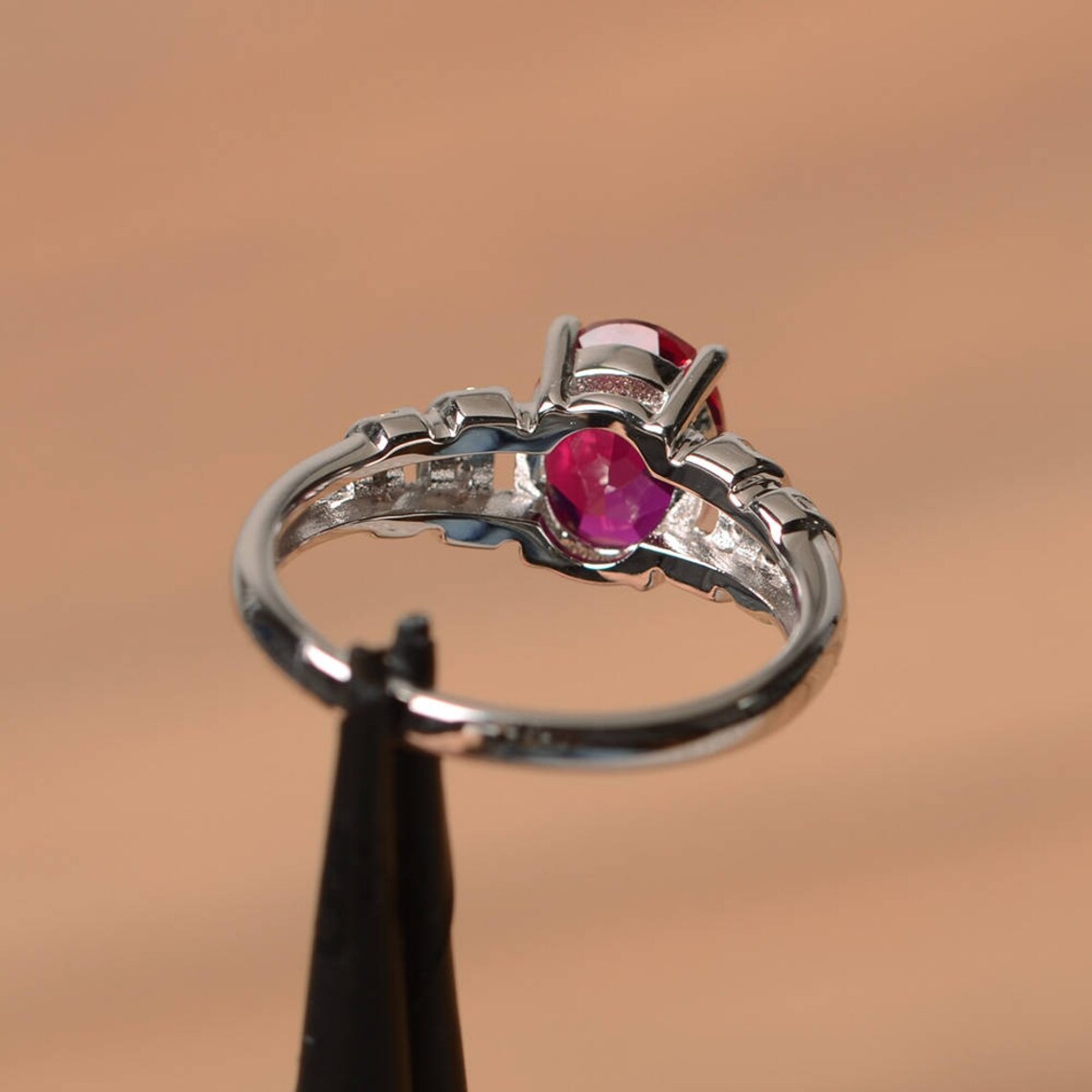 1.75 Ct Oval Cut Ruby 925 Sterling Silver Solitaire W/Accents Unique Anniversary Gift Ring