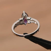 2.25 Ct Marquise Cut Purple Amethyst Solitaire W/Accents Ring In 925 Sterling Silver