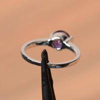 1.00 Ct Round Cut Purple Amethyst 925 Sterling Silver Bezel Set February Birthstone Ring