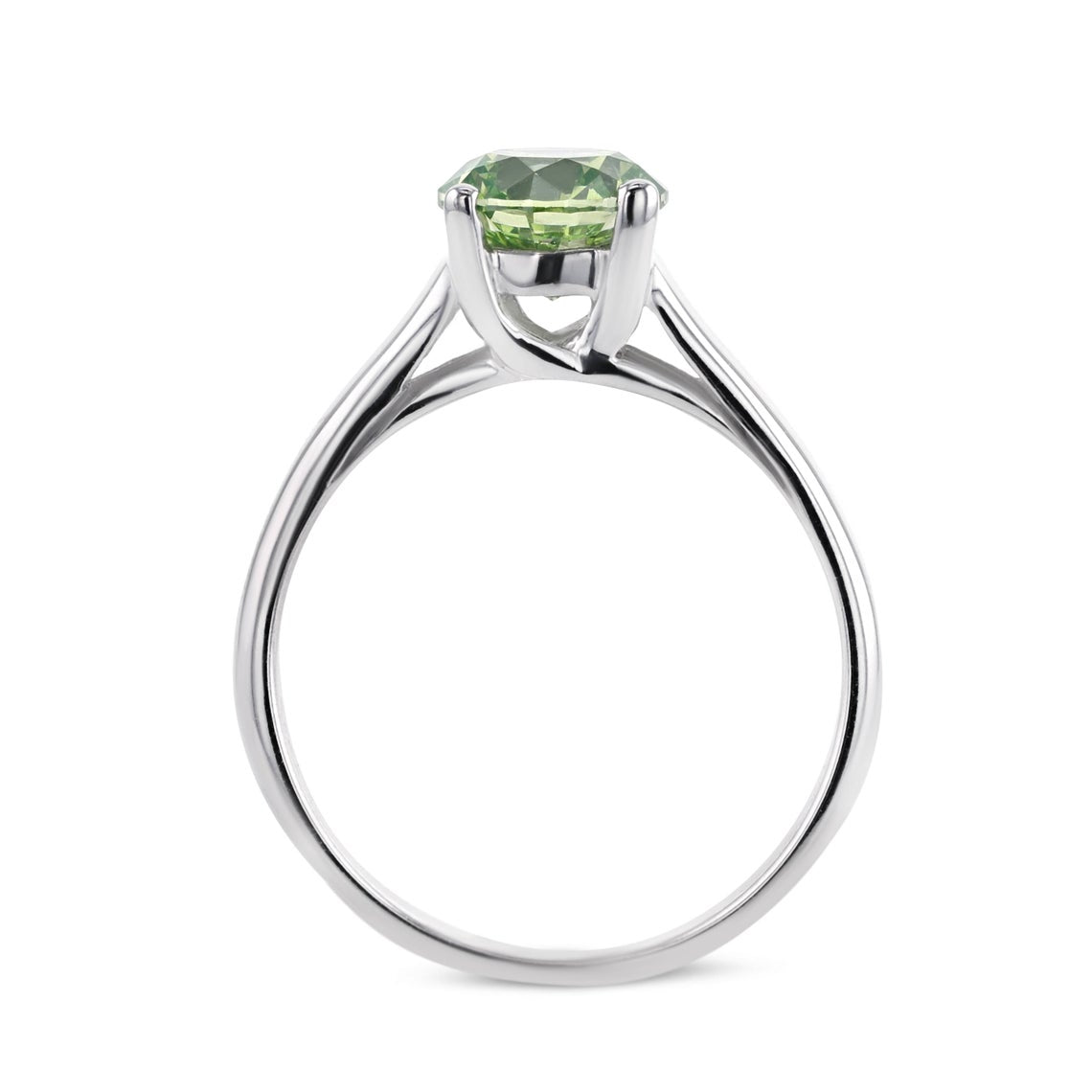1 CT Round Cut Green Peridot Diamond 925 Sterling silver Solitaire Engagement Ring