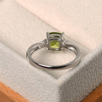 1.50 Ct Cushion Cut Peridot 925 Sterling Silver Three Stone Promise Gift Ring