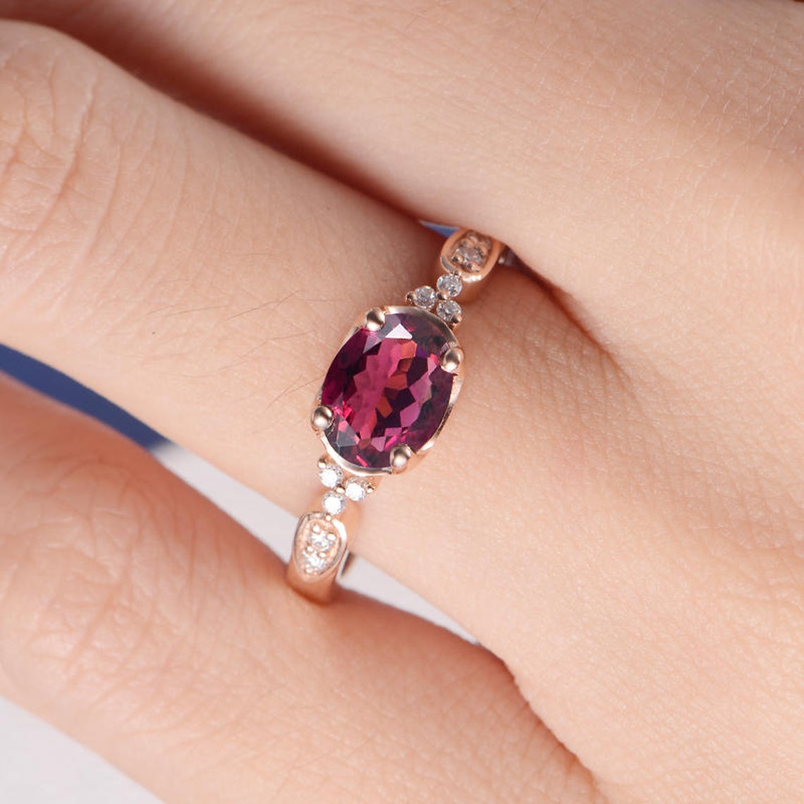 1.75 Ct Oval Cut Pink Tourmaline 925 Sterling Silver Solitaire W/Accents Anniversary Ring