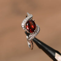 1 CT Oval Cut Red Garnet White Gold Over On 925 Sterling Silver Bypass Anniversary Ring