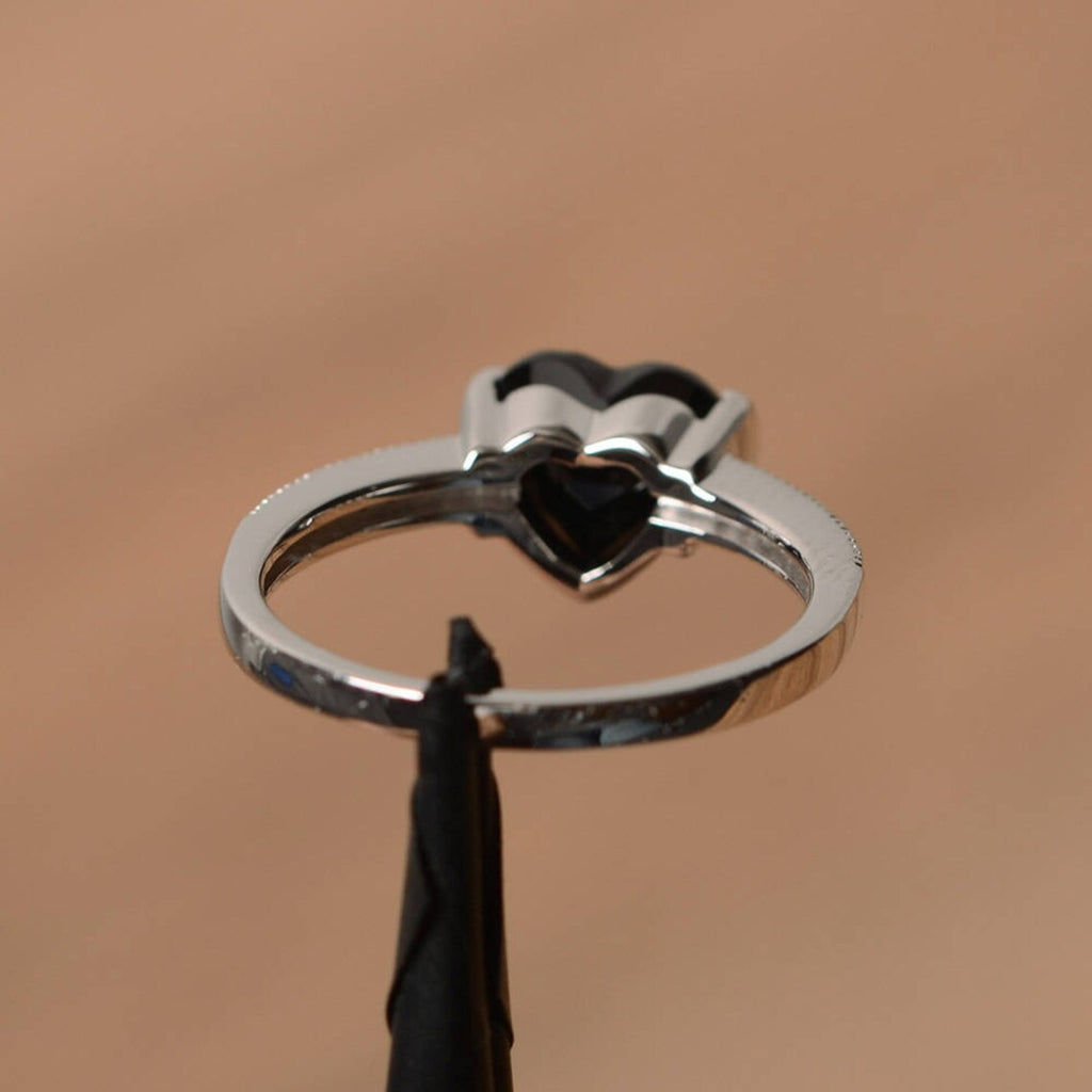 1.75 Ct Heart Cut Black Diamond Solitaire W/Accents Promise Ring 925 Sterling Silver