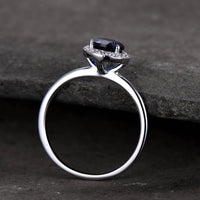 1.20 Ct Pear Cut Blue Sapphire 925 Sterling Silver Halo Annivesary Ring