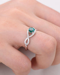 1.75 Ct Round Cut Green Emerald 925 Sterling Silver Infinity Engagement Ring