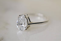 1 CT 925 Sterling Silver Pear Cut Diamond Anniversary Solitaire Ring