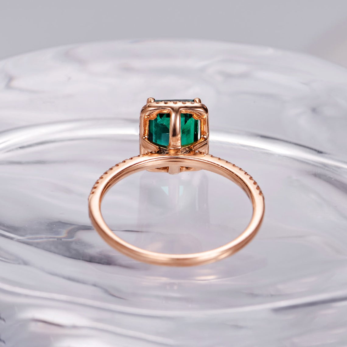 1 CT Emerald Cut Emerald Diamond 925 Sterling Silver Women Halo Wedding Ring