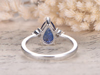 1.50 Ct Pear Cut Blue Sapphire Three-Stone Promise Gift Ring 925 Sterling Silver