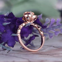 1 CT Heart Cut Morganite Rose Gold Over On 925 Sterling Silver Halo Bezel Set Promise Ring