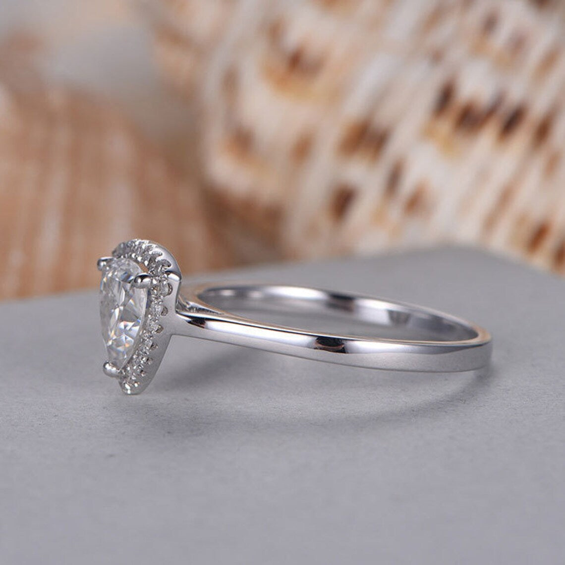 2.20 Ct Trillion Cut White Topaz 925 Sterling Silver Simple Halo Engagement Ring