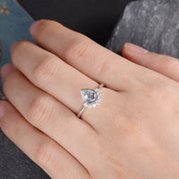 1.75 Ct Pear Cut Aquamarine 925 Sterling Silver Half Eternity Curved Promise Ring