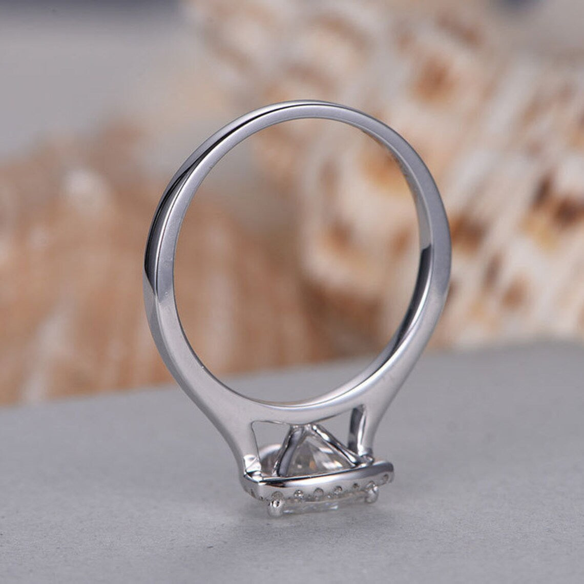 2.20 Ct Trillion Cut White Topaz 925 Sterling Silver Simple Halo Engagement Ring