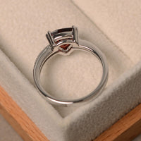 2.20 Ct Trillion Cut Red Garnet Solitaire W/Accents Anniversary Ring In 925 Sterling Silver