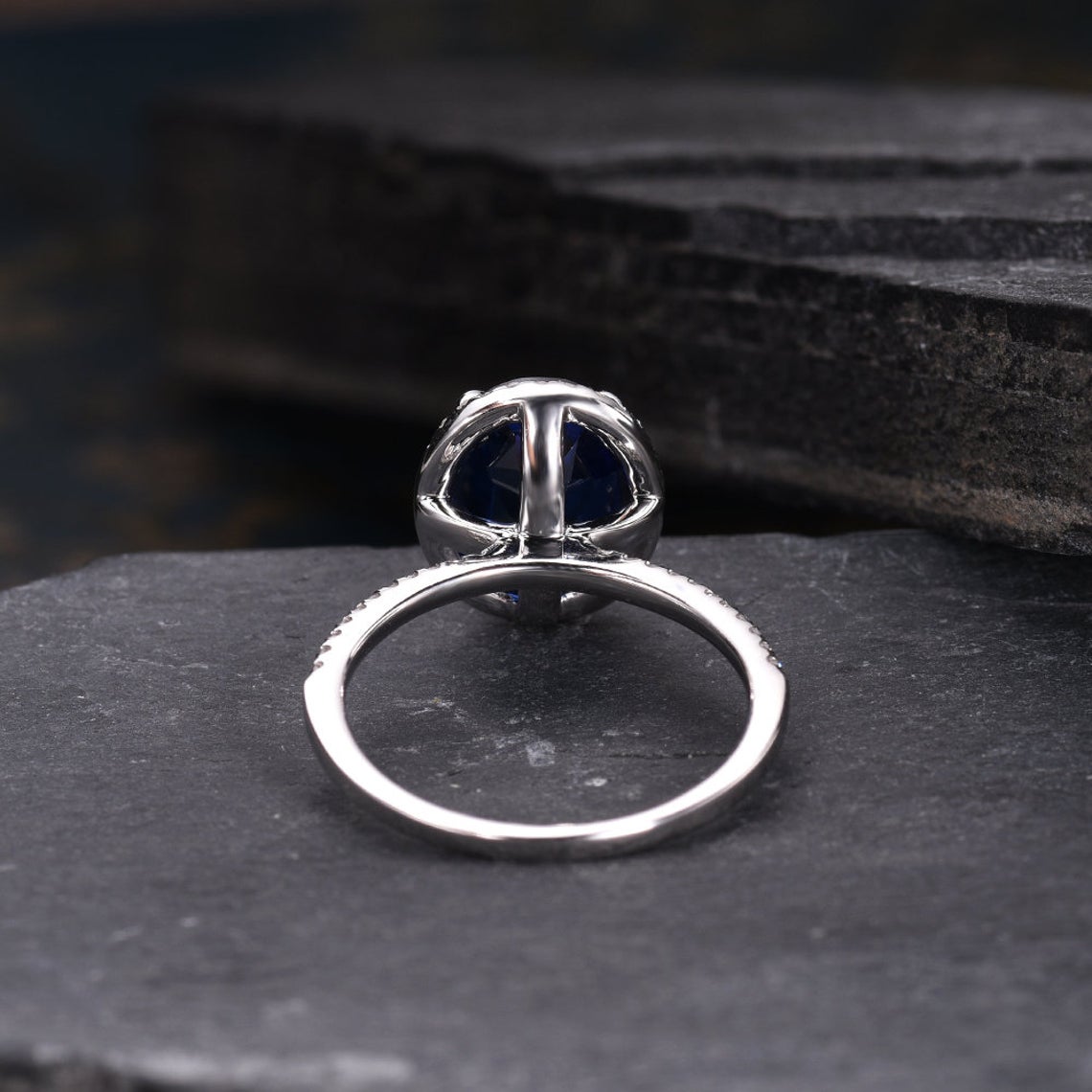 2.50 Ct Oval Cut Blue Sapphire 925 Sterling Silver Halo September Birthstone Anniversary Ring