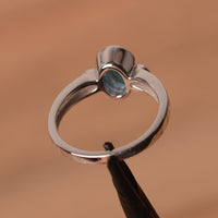 1.50 Ct Oval Cut London Blue Topaz Bezel Set Three Stone Promise Ring In 925 Sterling Silver