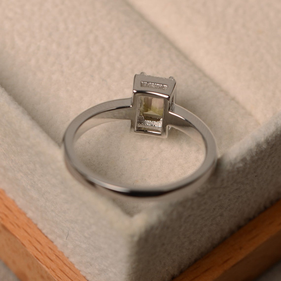 1.00 Ct Emerald Cut Smoky Quartz 925 Sterling Silver Halo Anniversary Gift Ring