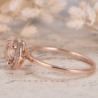 1 CT Round Cut Pink Morganite Rose Gold Over On 925 Sterling Silver Halo Engagement Ring